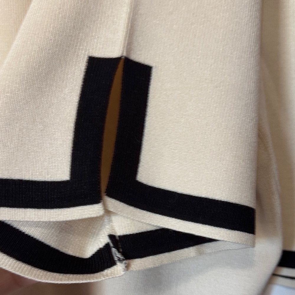High-Waist Cream Lounge Shorts with Black Trim and top. - Picture 2 of 6